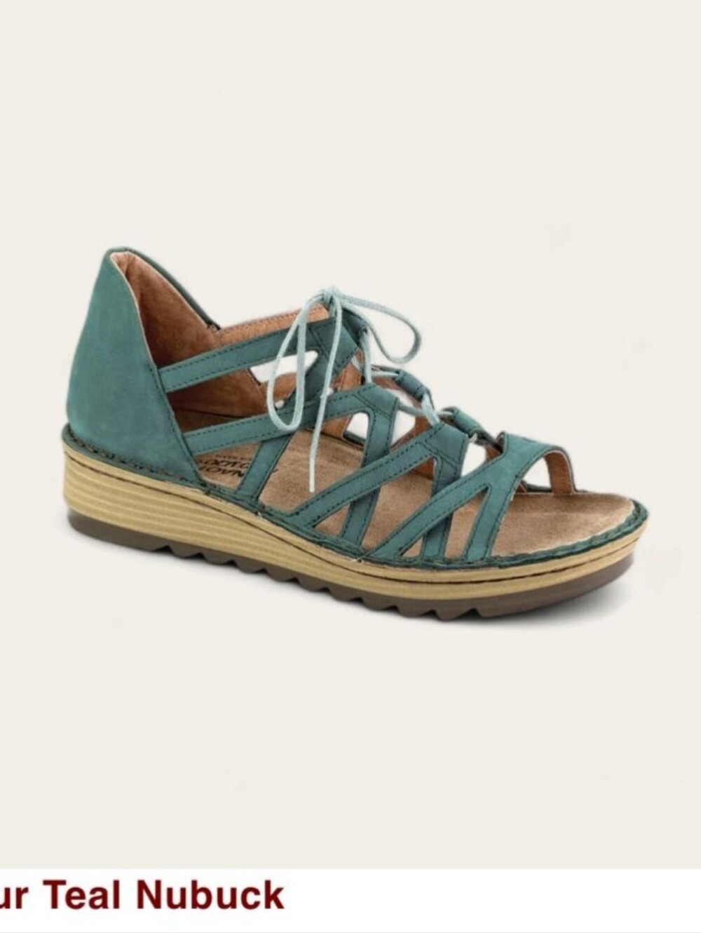 Naot "Yarrow" Teal Nubuck Lace-Up Strappy Sandal